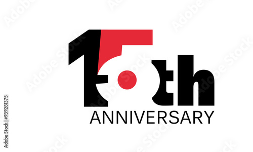 15th anniversary celebration label, fifteen years jubilee congratulation card vector template, happy birthday sign, event invitation