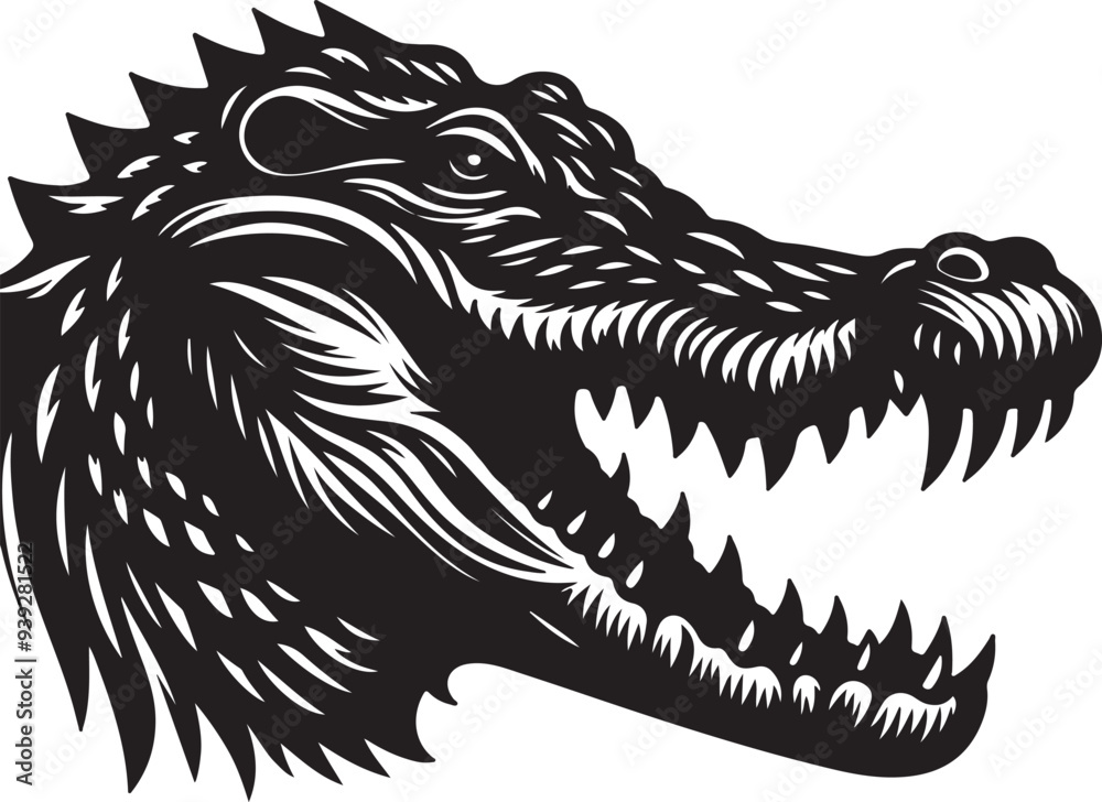 Naklejka premium Crocodile head silhouette vector style with White Background
