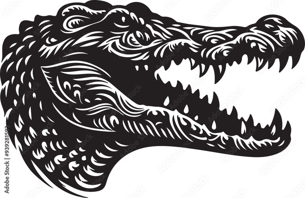 Crocodile head silhouette vector style with White Background