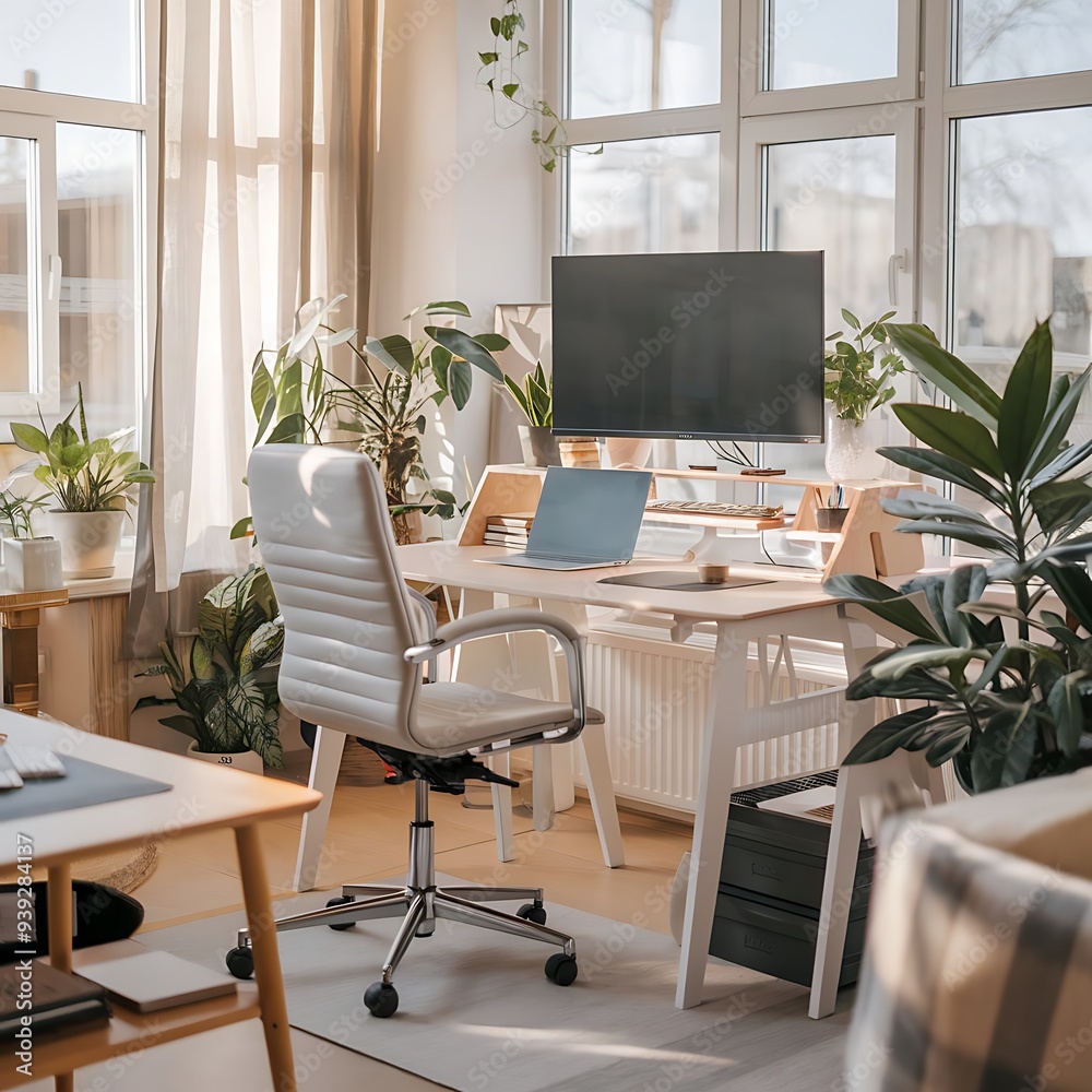 Remote Work Desk With Large Monitor