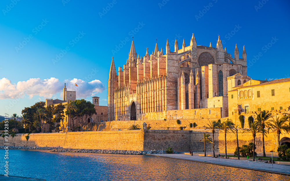 The Cathedral of Santa Maria of Palma and Parc del Mar, Palma, Majorca, Spain