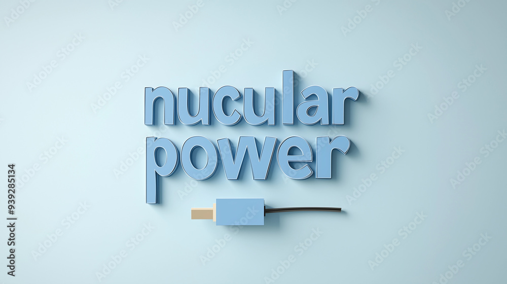 minimalist light blue 3d text nucular power typography electric plug banner background clean modern design copy space technology concept energy-themed visual minimalist light blue 3d text nucular power typography electric plug banner background clean modern design copy space technology concept energy-themed visual