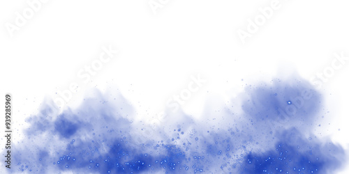 Fantastic blue smoke background. Magic blue smoke with glitter and small particles of twinkling stars. Fog with luminous particles. blue vapor with stardust. Morning fog over land or water surface, ma