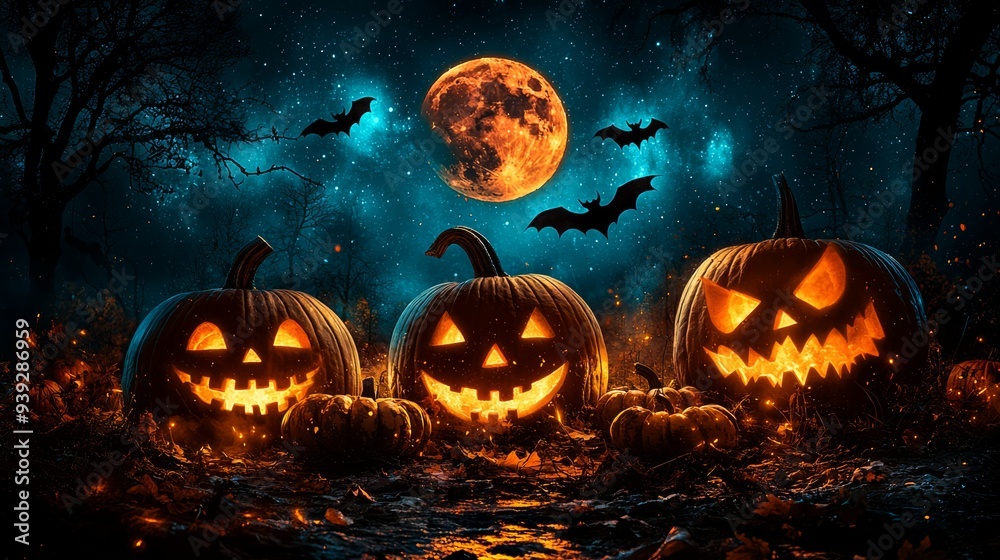 Haunted Pumpkin Path Under a Spooky Halloween Moon Haunted Pumpkin Path Under a Spooky Halloween Moon