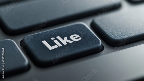 A detailed close-up of a sleek computer keyboard showcasing the 'Like' button, symbolizing the modern digital interaction and the importance of online social approval.