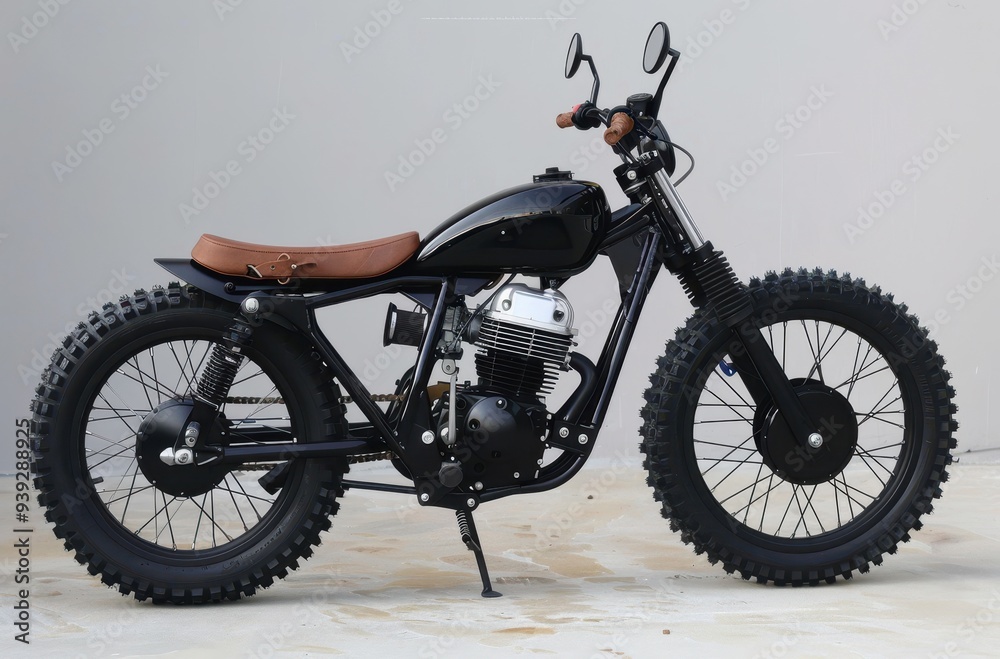 Fototapeta premium Beautiful Retro Cafe Racer Motorcycle Beautiful Retro Cafe Racer Motorcycle Generative AI