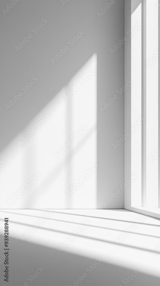 Fototapeta premium Sunlight Streaming Through Window in White Room