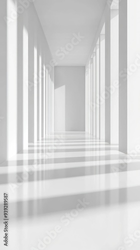 White Corridor with Sunlight and Shadows