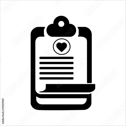 Health clipboard icon on white background