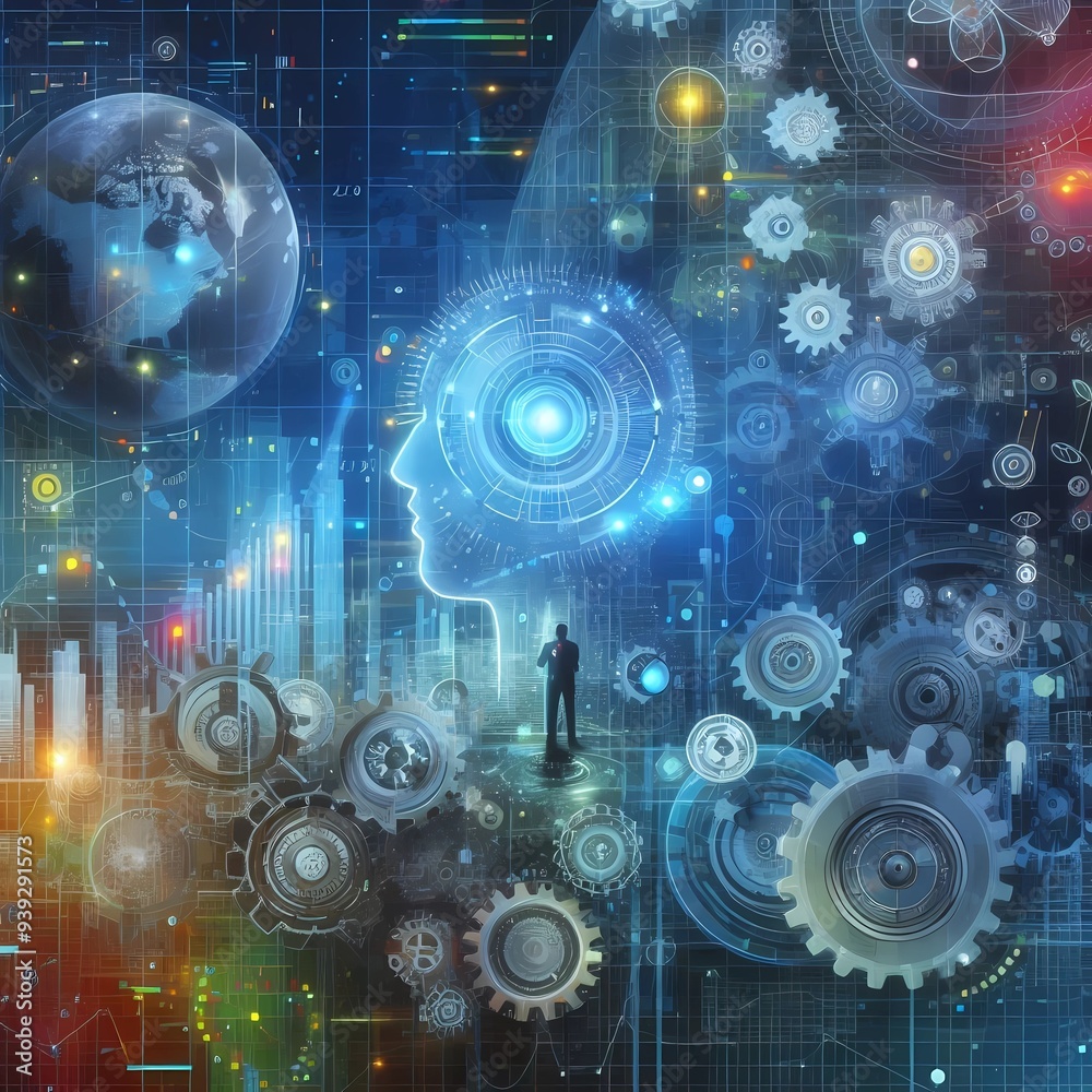 Obraz premium Global Digital Collaboration%3A The Future of Business and Technology,Generative AI