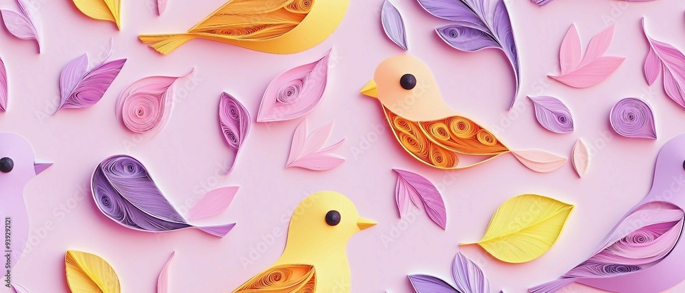 seamless pattern of 3D canary bird, paper quill pattern.
seamless pattern of 3D canary bird, paper quill pattern.