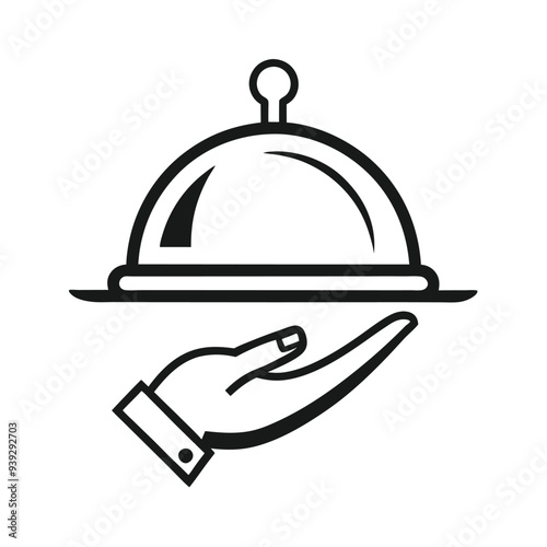 Simple vector logo of a hand holding an open platter with food, featuring smoke rising above, set against a white background