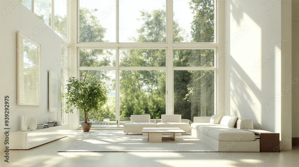 Bright Modern Living Room with Natural Light/自然光に包まれた白基調のモダンリビング Bright Modern Living Room with Natural Light/自然光に包まれた白基調のモダンリビング