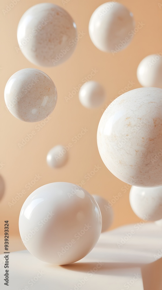 78. Dynamic 3D render showcasing floating geometric elements and a rich circle ceramic background 78. Dynamic 3D render showcasing floating geometric elements and a rich circle ceramic background
