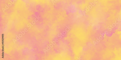 Colorful and bright orange watercolor background texture with grunge watercolor splashes, Abstract bright and shinny soft color texture, Multicolored splashed watercolor background with stains.