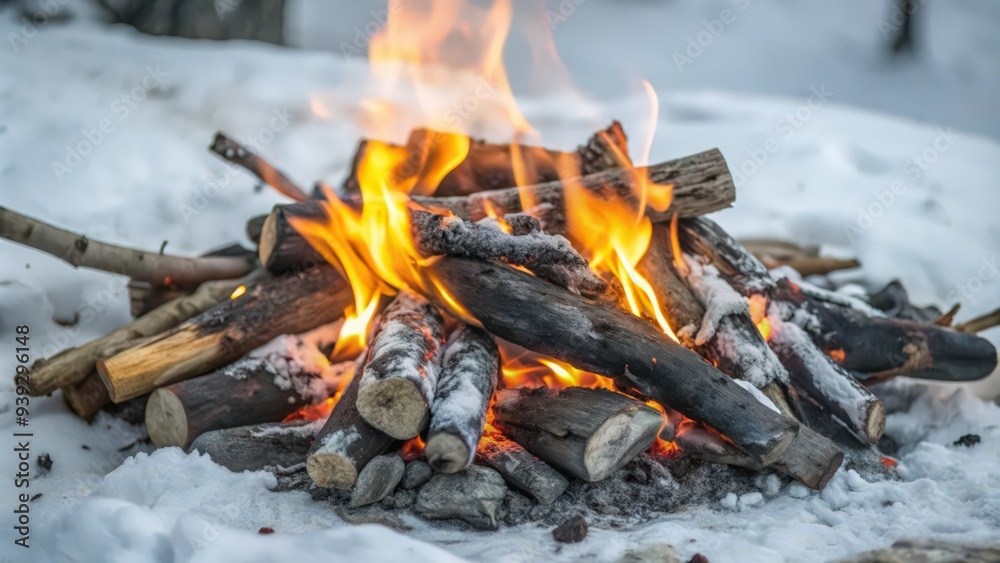 Obraz premium Fire Burning in the Snow