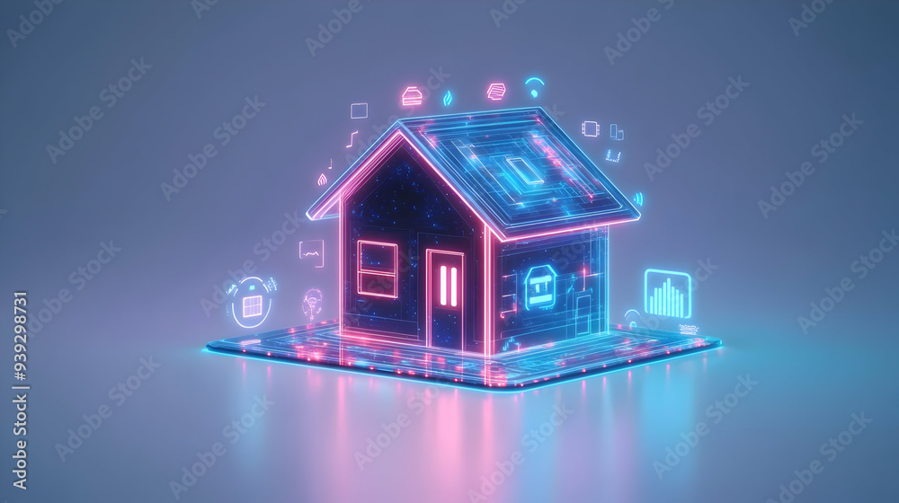 3d Flat icon as Glossy Glowing Holographic Laptop and Calendar concept as A photo featuring a glossy glowing holographic laptop and a calendar. The objects are positioned towards the right highlightin