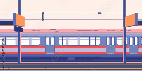 Vector Illustration of a Train at a Station Platform