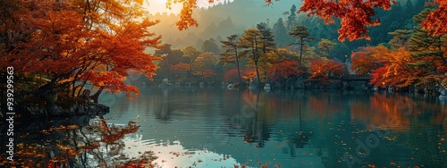 Wintery season river or stream Landscape with Misty Valley beautiful view