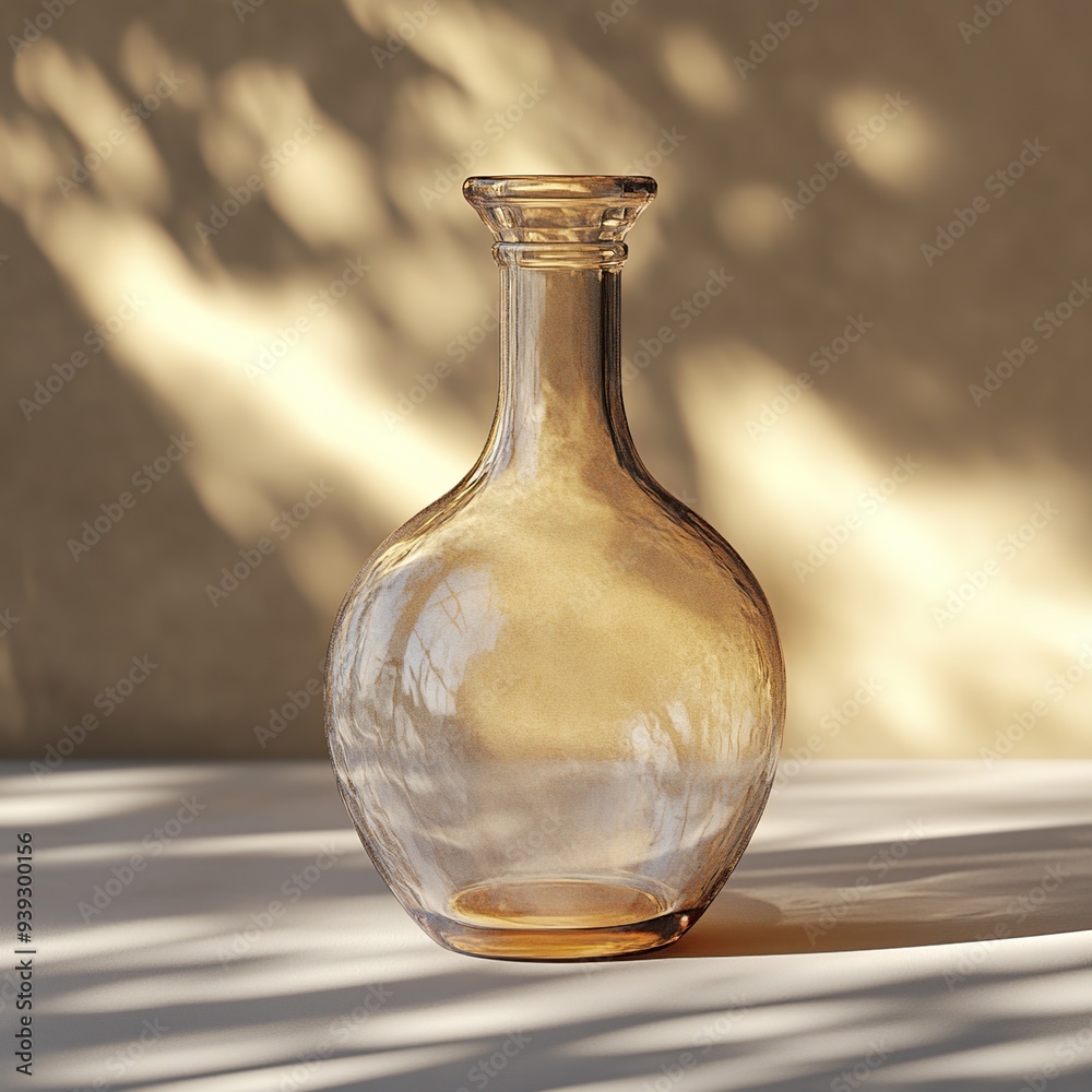 Empty Glass Bottle With Sunbeams. Empty Glass Bottle With Sunbeams.