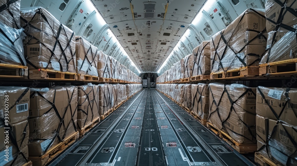Obraz premium Swift Response: Emergency Supply Chain Logistics Delivering Essential Supplies by Air