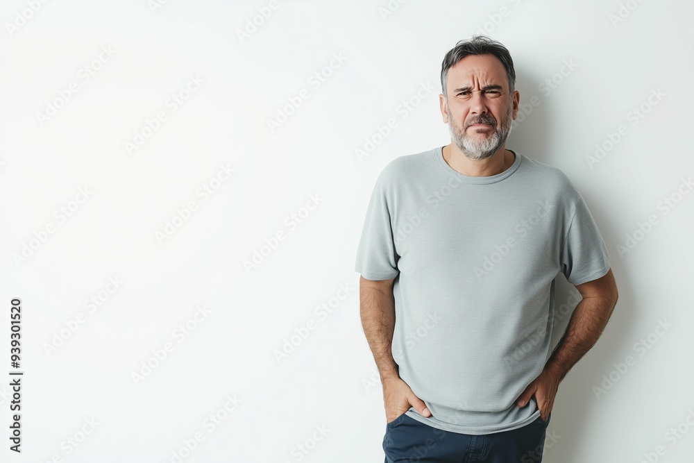 Mature Man with Beard Against White Background Mature Man with Beard Against White Background