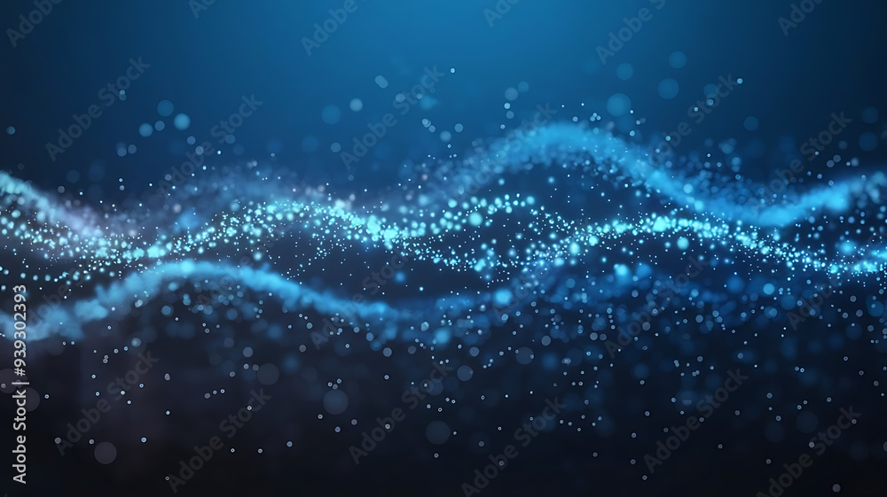 Fototapeta premium Ethereal Blue Gradient Background with Floating Glowing Particles