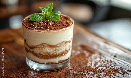 Wallpaper Mural tiramisu chocolate mousse dessert in a glass banner with copy space Torontodigital.ca
