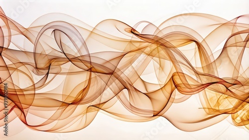 Abstract Swirling Brown Lines on White Background photo