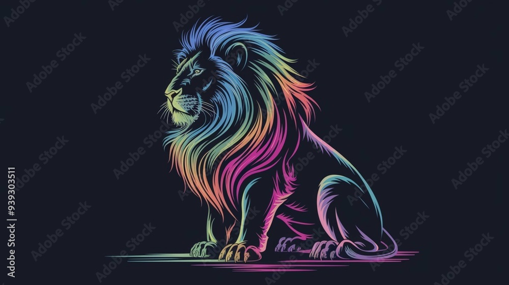 Fototapeta premium lion rainbow