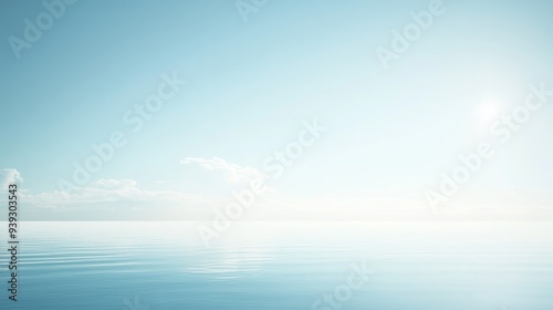 Wallpaper Mural Serene Lakeside Landscape with Reflection of Cloudless Sky and Sunlight Torontodigital.ca