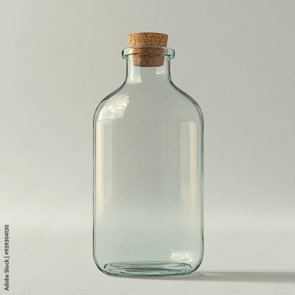 Empty glass bottle with cork stopper, on white background. Empty glass bottle with cork stopper, on white background.