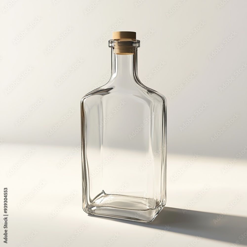 Empty glass bottle with cork stopper on white background. Empty glass bottle with cork stopper on white background.