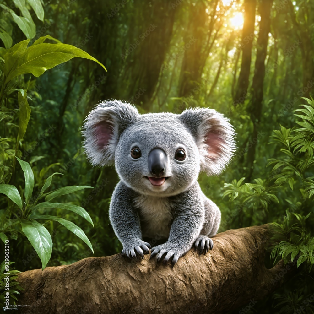 3D Illustration of a Cute Koala in Nature 3D Illustration of a Cute Koala in Nature