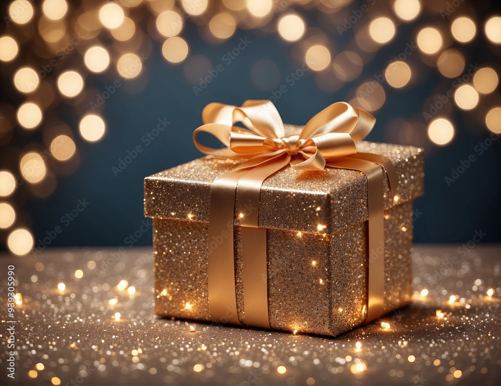 a gold box with bows, a Valentine's Day gift. a gold box with bows, a Valentine's Day gift.