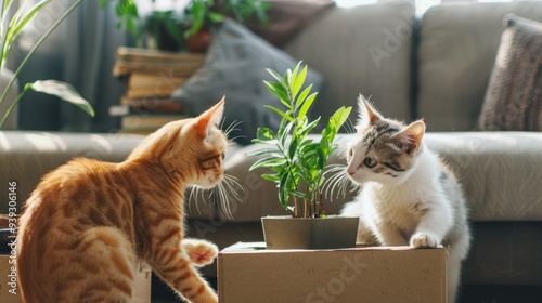 The Curious Cats and Plant photo