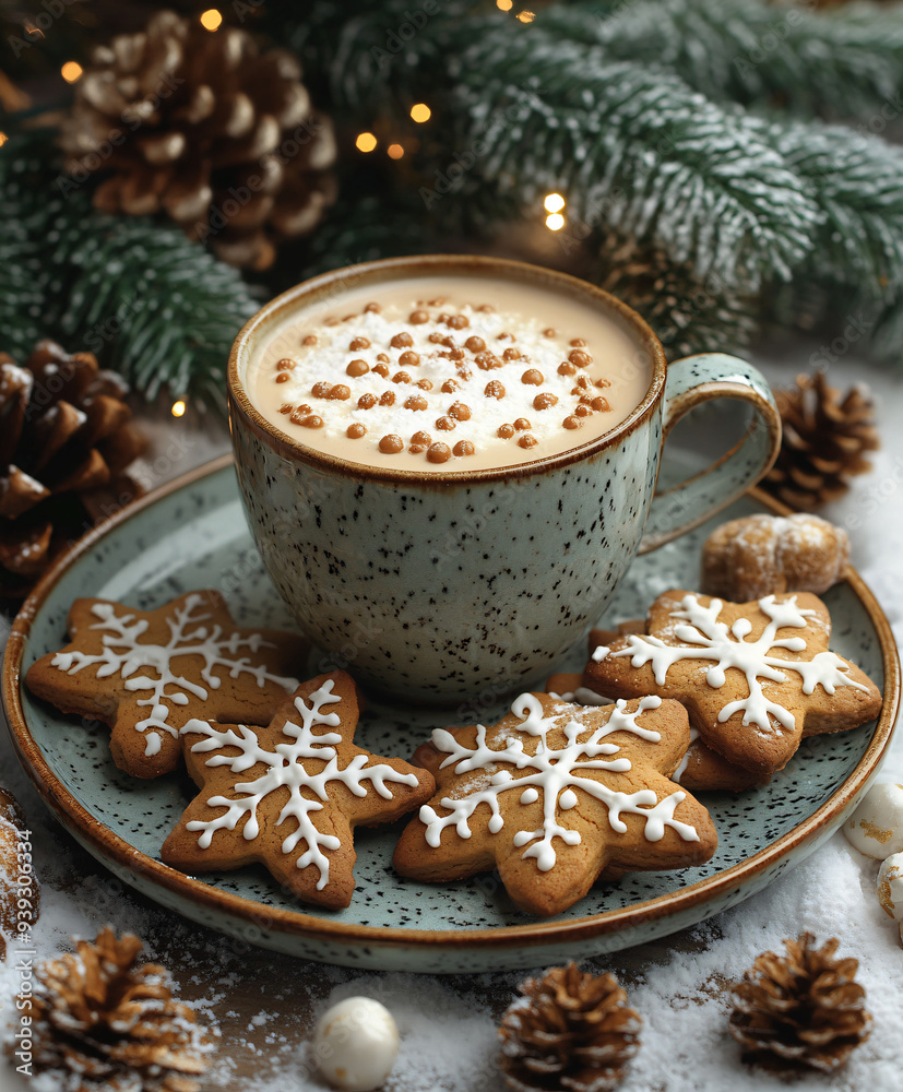 Fototapeta premium christmas cookies and coffee