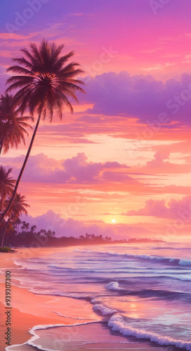 crimson sunset, bright sunset on the coast.