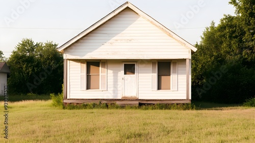 Farmhouse exterior, weathered wood siding, distressed shutters, cozy porch, rustic details