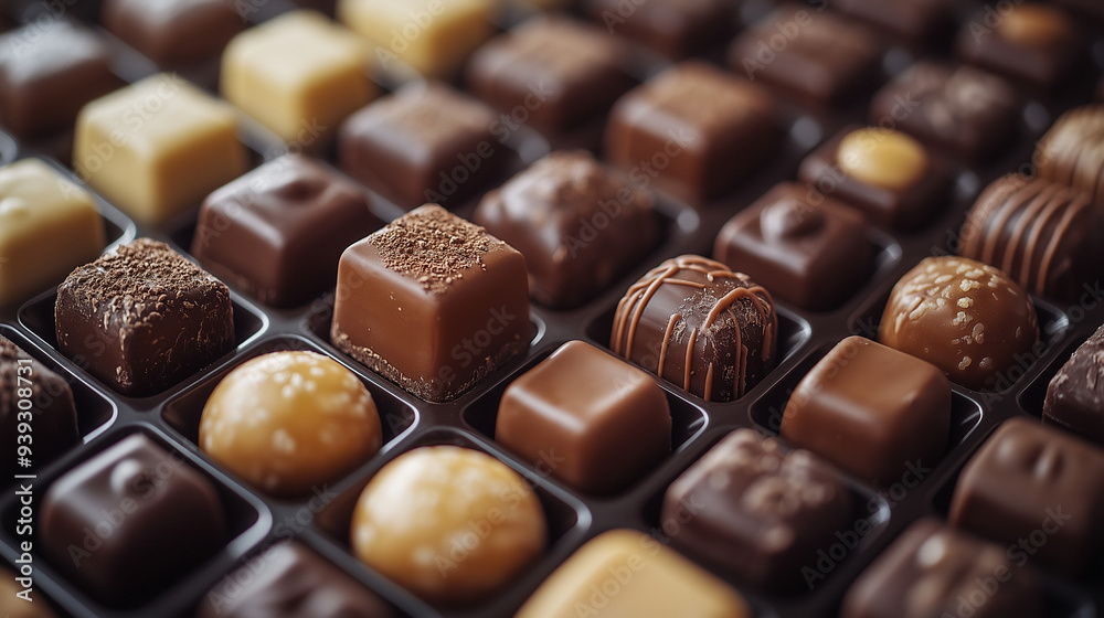 swiss chocolate candy on display, Luxurious chocolates in various shapes and colors swiss chocolate candy on display, Luxurious chocolates in various shapes and colors