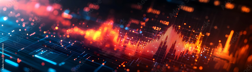 Obraz premium Photo Realistic as Glossy Glowing Holographic Laptop and Calendar concept as A photo featuring a glossy glowing holographic laptop and a calendar. The objects are positioned towards the right highligh