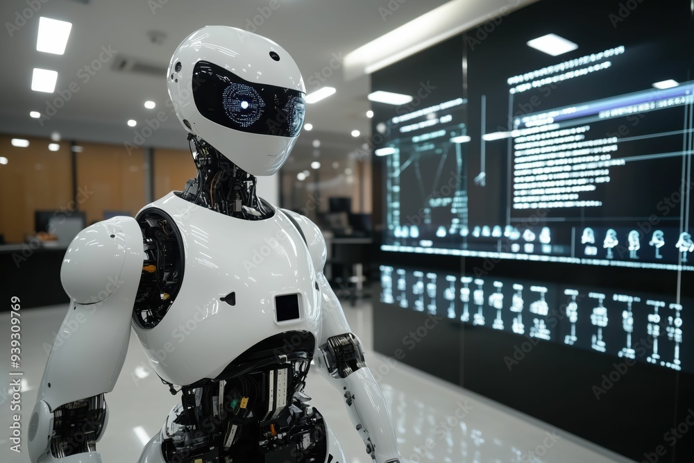 Futuristic Robot in Tech Lab Futuristic Robot in Tech Lab