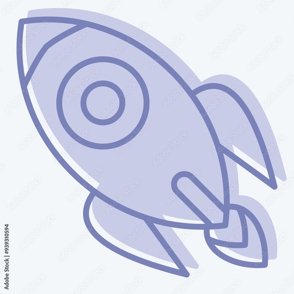 Icon Rocket. related to War Military symbol. two tone style. simple illustration Icon Rocket. related to War Military symbol. two tone style. simple illustration