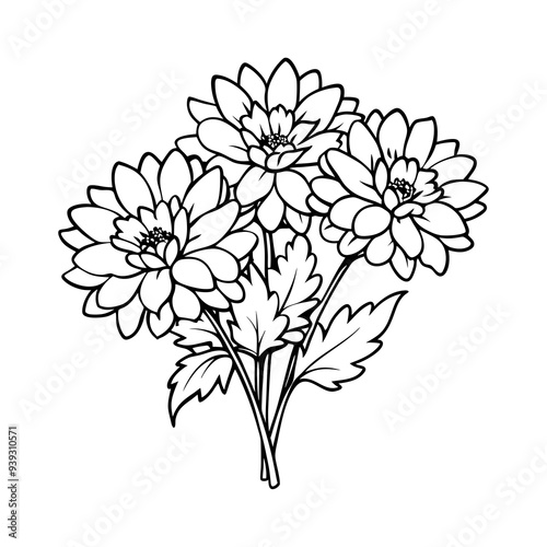 A Bouquet Of Chrysanthemums Flowers vector silhouette