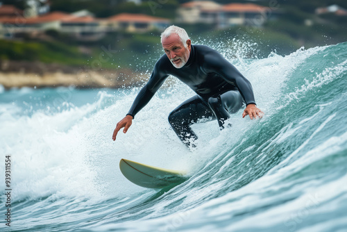 Senior Surfer Riding the Waves photo