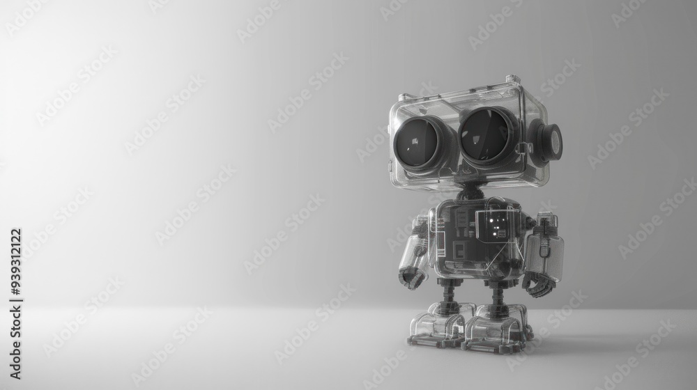 A robot made of gelly in shades of gray. A robot made of gelly in shades of gray.
