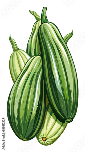 zucchini vector, illustration of zucchini isolated on white background