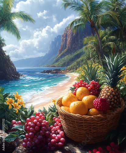 tropical fruit on the beach