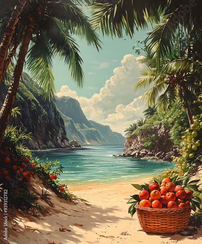 tropical island with palm trees