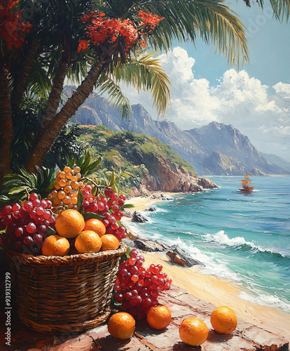tropical fruit on the beach